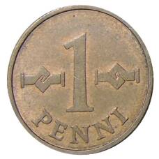 Монета 1 пенни 1963 года Финляндия (реверс)