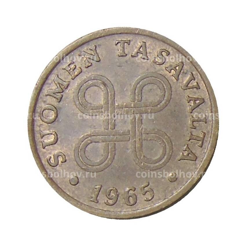 Монета 1 пенни 1965 года Финляндия