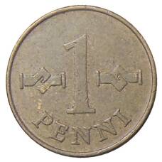 Монета 1 пенни 1965 года Финляндия (реверс)