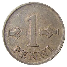 Монета 1 пенни 1966 года Финляндия (реверс)