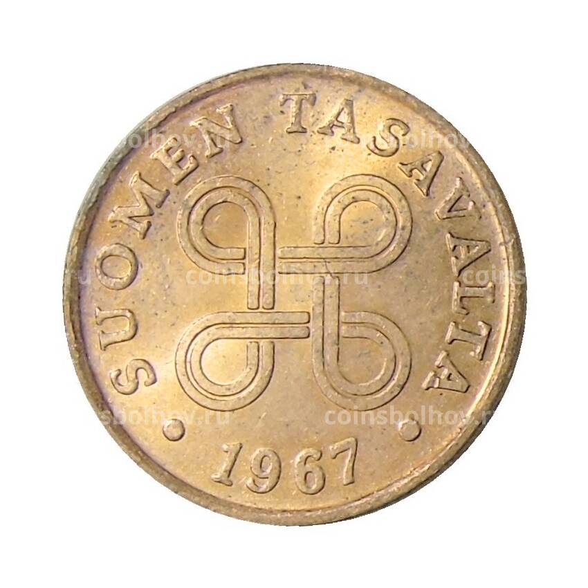 Монета 1 пенни 1967 года Финляндия