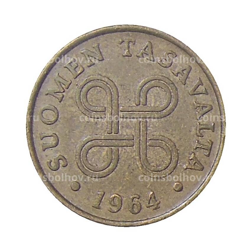 Монета 1 пенни 1964 года Финляндия