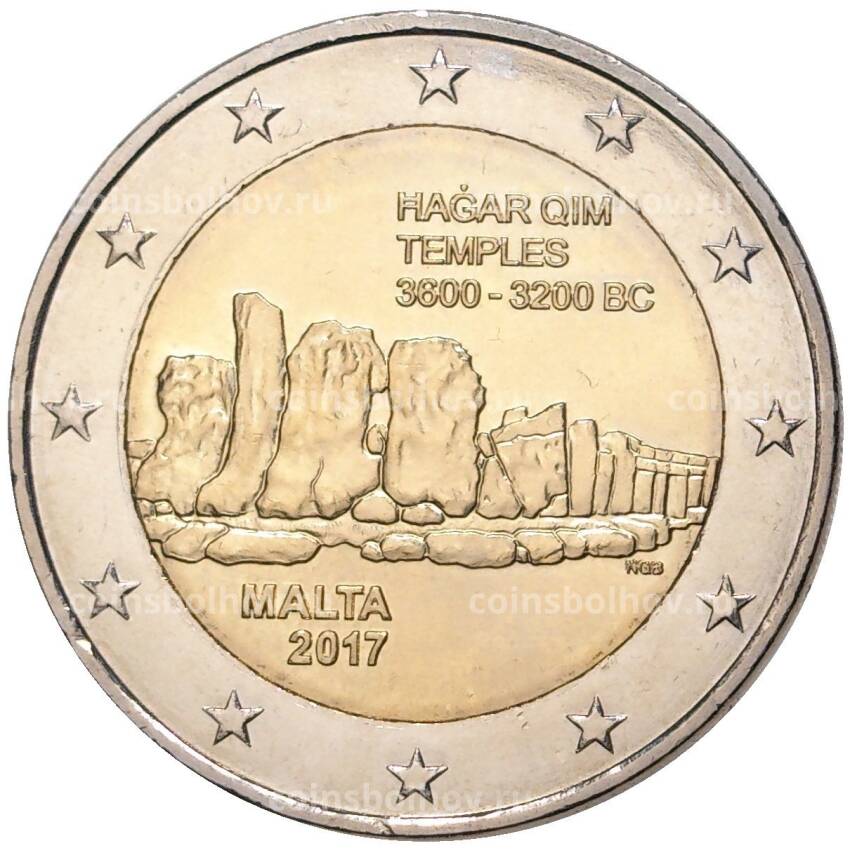 Монета 2 евро 2017 года Мальта —  Доисторические места Мальты — Хаджар-Ким