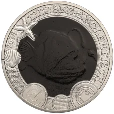 Монета 3 евро 2023 года Австрия «Светящаяся морская жизнь — Рыба удильщик (Морской черт)» (аверс)