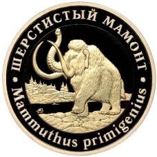 Монета Монетовидный жетон 5 червонцев 2023 года ММД «Исчезнувшие виды — Шерстистый мамонт» (аверс)