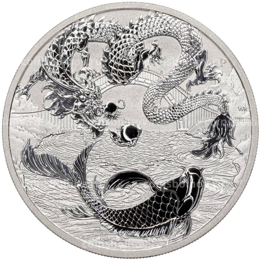 Монета 1 доллар 2023 года Австралия «Дракон и карп кои»