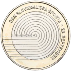 Монета 3 евро 2023 года Словения «День словенского спорта» (аверс)