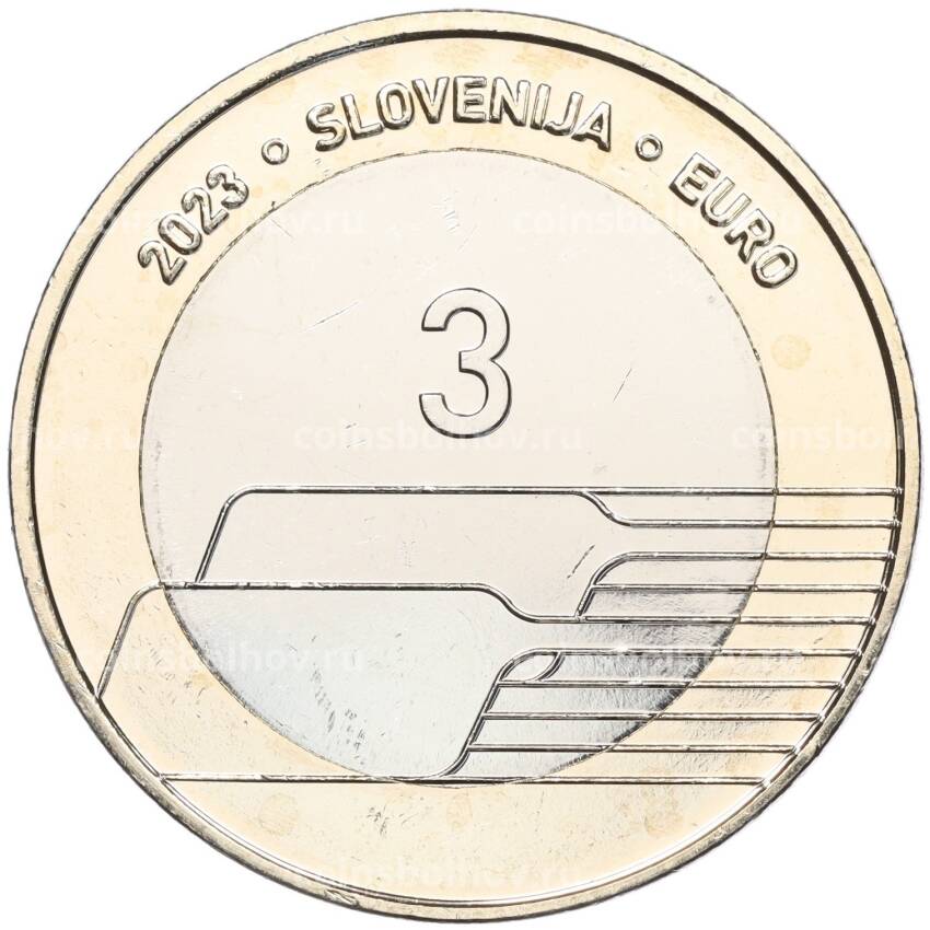 Монета 3 евро 2023 года Словения «День словенского спорта» (вид 2)
