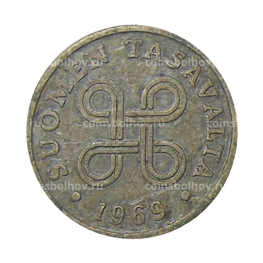 Монета 1 пенни 1969 года Финляндия