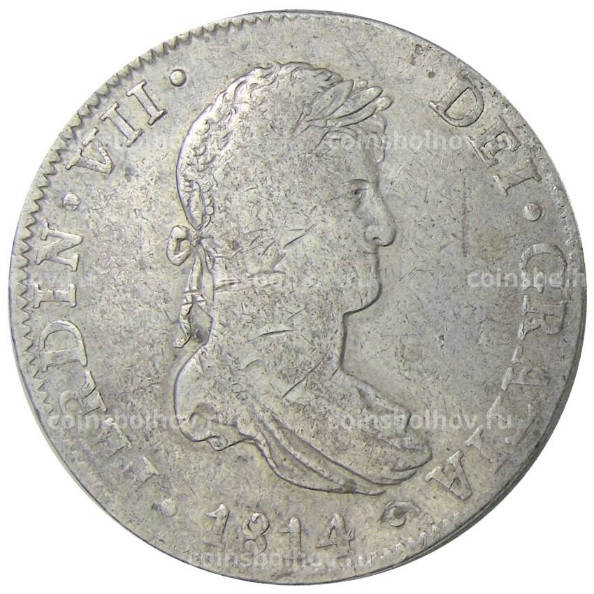 Монета 8 реалов 1814 года Испанская Мексика