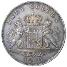 Монета 2 гульдена 1851 года Германские государства — Бавария (реверс)