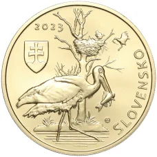 Монета 5 евро 2023 года Словакия «Черный аист» (реверс)