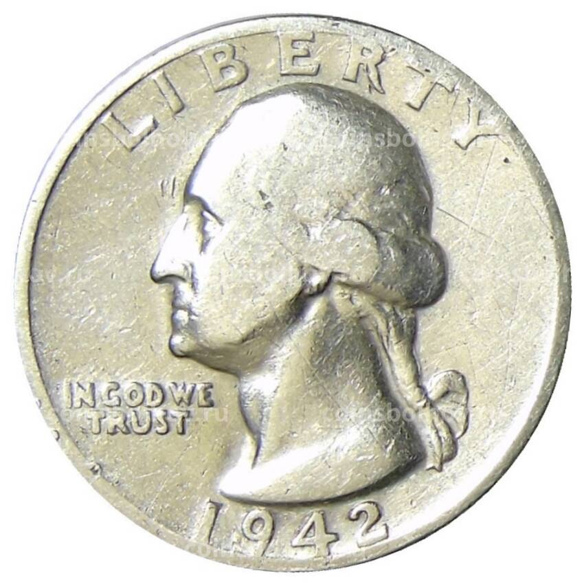 Монета 25 центов (1/4 доллара)  1942 года S США