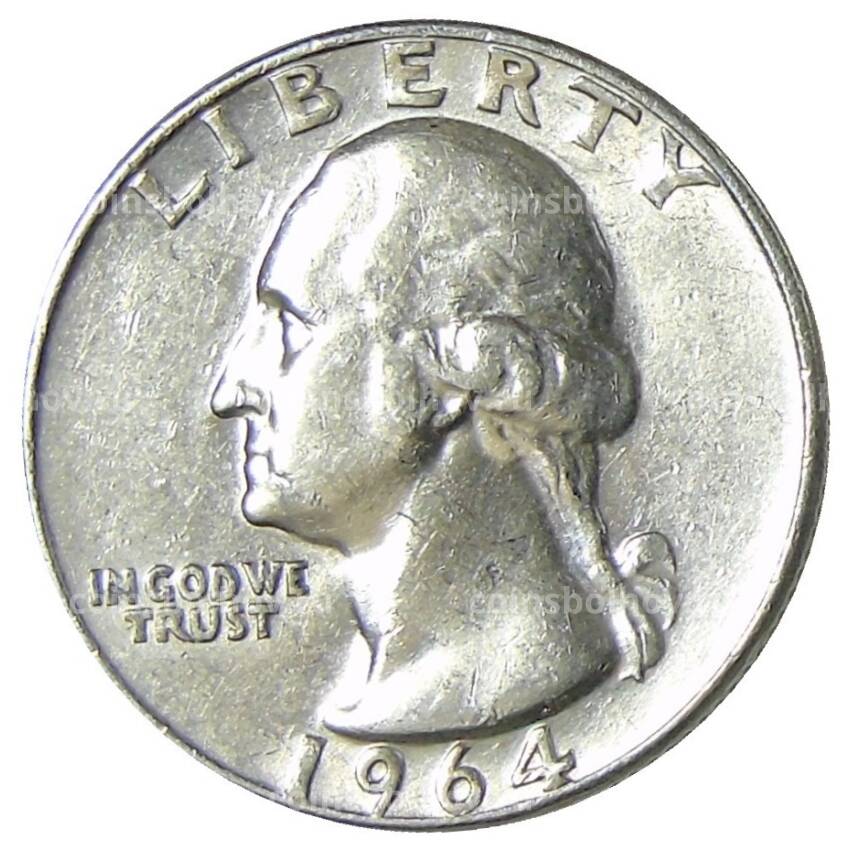 Монета 25 центов (1/4 доллара) 1964 года США