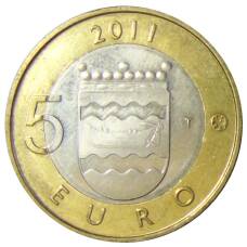 Монета 5 евро 2011 года Финляндия —  Исторические регионы Финляндии — Уусимаа (реверс)