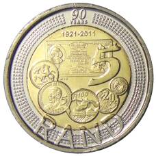 Монета 5 рэндов 2011 года ЮАР — 90 лет Южноафриканскому Резервному Банку (аверс)