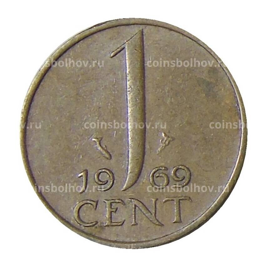 Монета 1 цент 1969 года Нидерланды