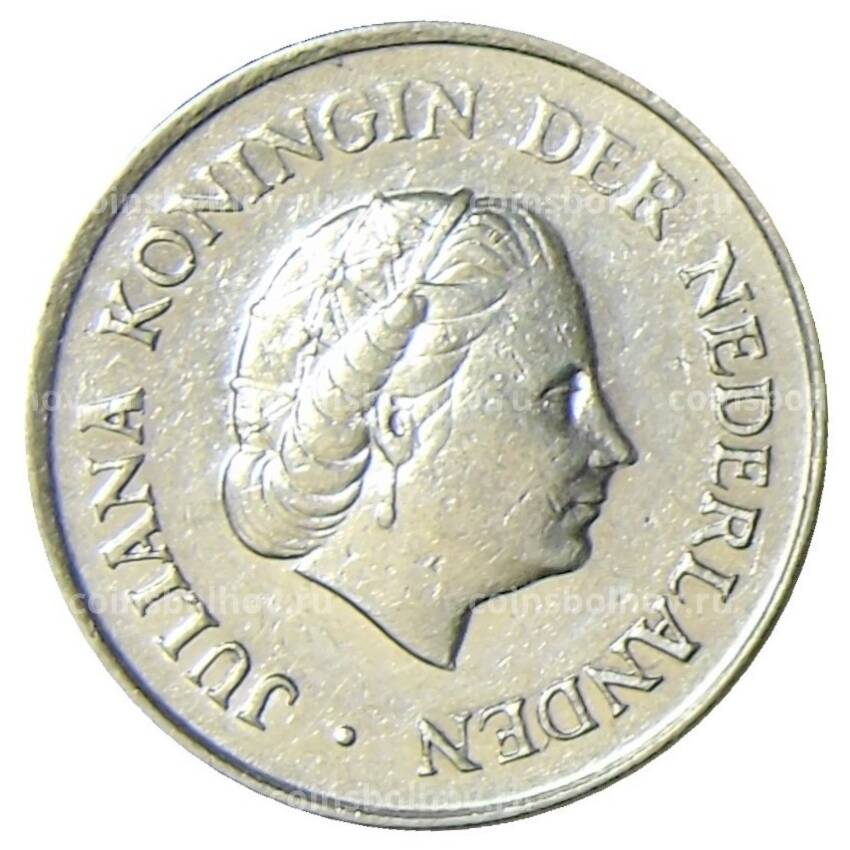Монета 25 центов 1969 года Нидерланды — рыба (вид 2)
