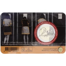 Монета 2 евро 2023 года Бельгия «75 лет женского избирательного права в Бельгии» (в блистере,текст на лицевой стороне блистера на фламандском и английском) (реверс)