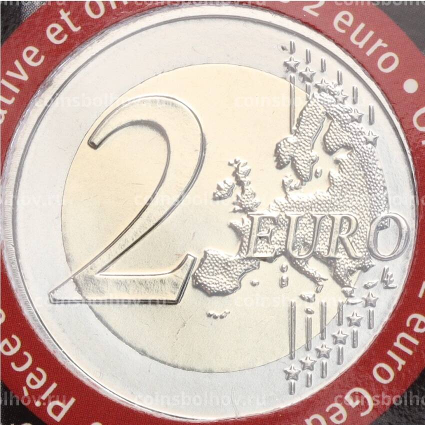 Монета 2 евро 2023 года Бельгия «75 лет женского избирательного права в Бельгии» (в блистере,текст на лицевой стороне блистера на фламандском и английском) (вид 4)