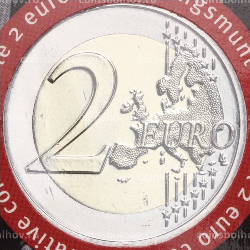 Монета 2 евро 2023 года Бельгия «75 лет женского избирательного права в Бельгии» (в блистере, текст на лицевой стороне блистера на немецком и французском) (вид 4)