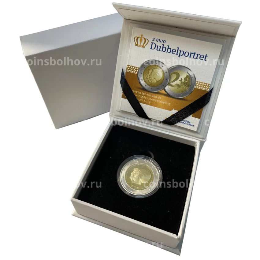 Монета 2 евро 2013 года Нидерланды «Коронация Короля Виллема-Александра» (в коробке) (вид 3)