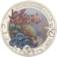 Монета 3 евро 2023 года Австрия «Светящаяся морская жизнь — Каменный коралл» (аверс)