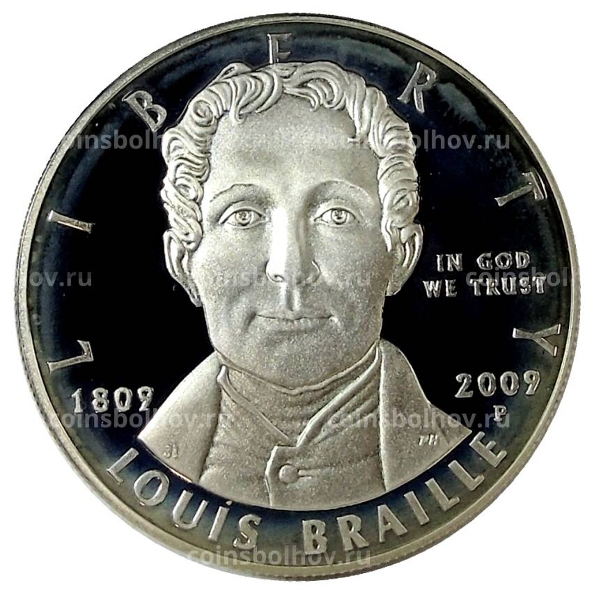 Монета 1 доллар 2009 года P США -200 лет со дня рождения Луи Брайля