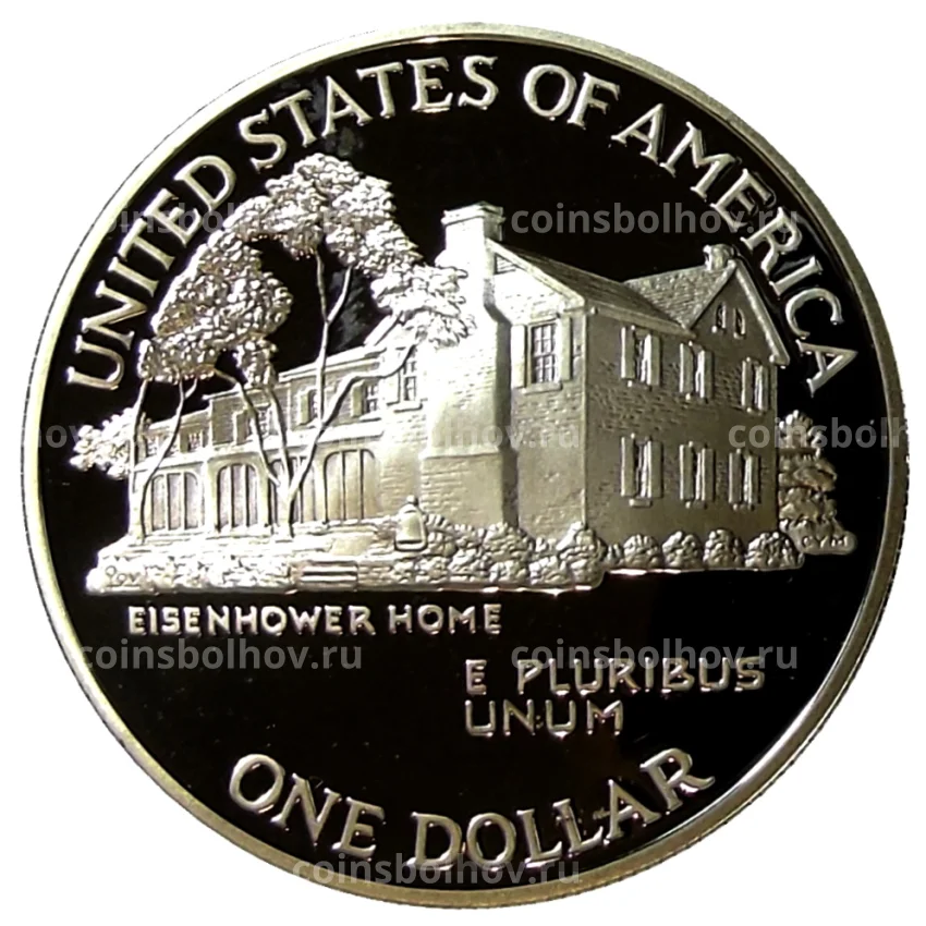 Монета 1 доллар 1990 года P США — 100 лет со дня рождения Эйзенхауэра (вид 2)
