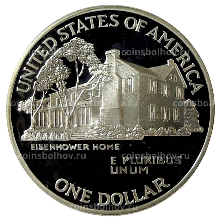 Монета 1 доллар 1990 года  P США — 100 лет со дня рождения Эйзенхауэра (вид 2)