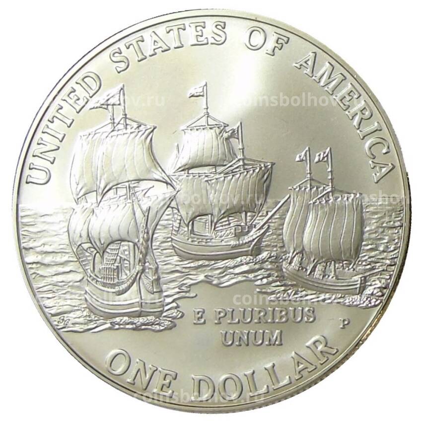 Монета 1 доллар 2007 года P США — 400 лет первому поселению Джеймстаун (вид 2)