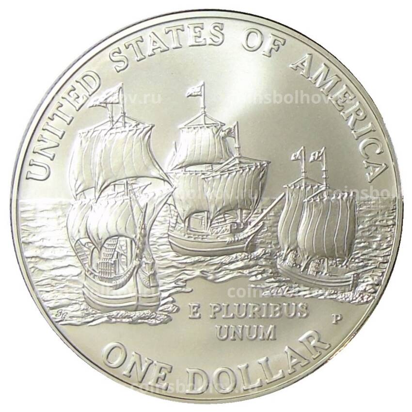 Монета 1 доллар 2007 года P США — 400 лет первому поселению Джеймстаун (вид 2)
