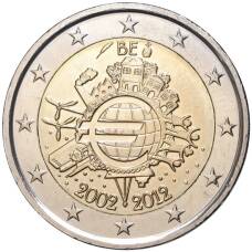 Монета 2 евро 2012 года Бельгия «10 лет евро наличными» (аверс)