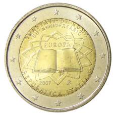 Монета 2 евро 2007 года Италия — 50 лет подписания Римского договора (аверс)