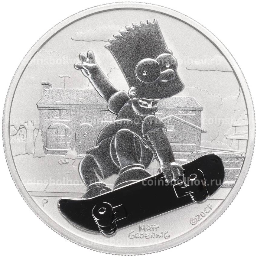 Монета 1 доллар 2020 года Тувалу «Симпсоны — Барт Симпсон» 