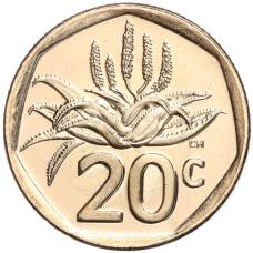 Монета 20 центов 2023 года ЮАP (аверс)