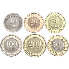 Набор из 6 монет 2023 года Армения «30 лет национальной валюте» (реверс)