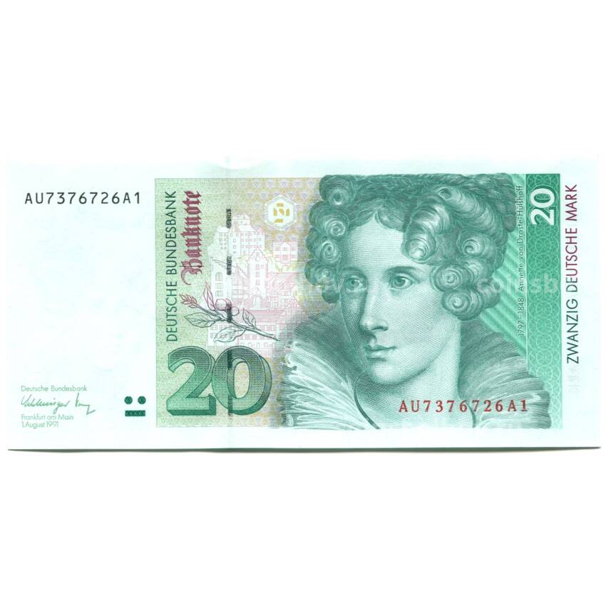 Банкнота 20 марок 1991 года Германия