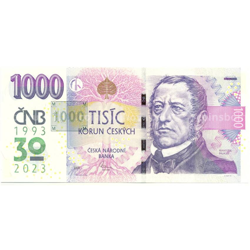 Банкнота 1000 крон 2023 года Чехия — 30 лет банку Чехии