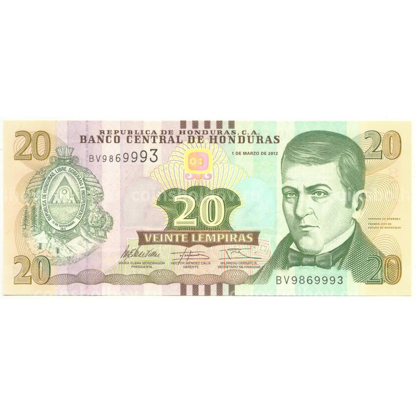 Банкнота 20 лемпир 2012 года Гондурас