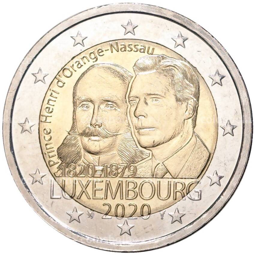 Монета 2 евро 2020 года Люксембург — 200 лет со дня рождения Принца Генриха Оранско-Нассауского