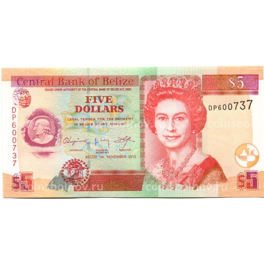 Банкнота 5 долларов 2011 года Белиз