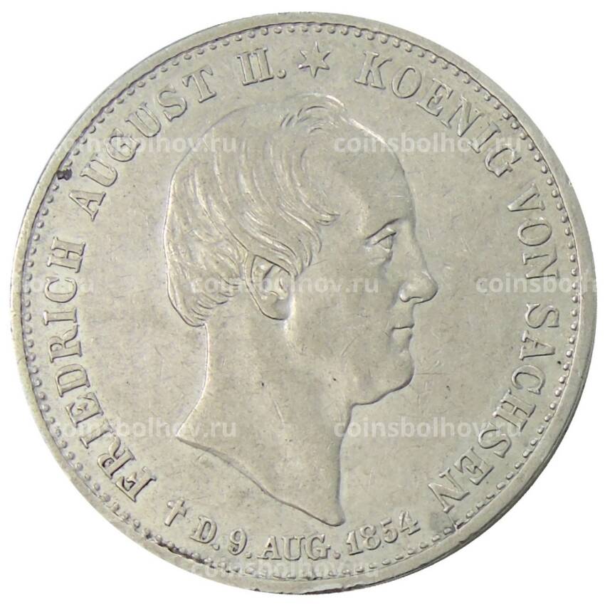Монета 1 талер 1854 года Германские государства — Саксония — Смерть Короля Фридриха Августа II (вид 2)