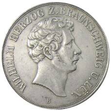 Монета 2 талера 1854 года  В Германские государства — Брауншвейг (аверс)