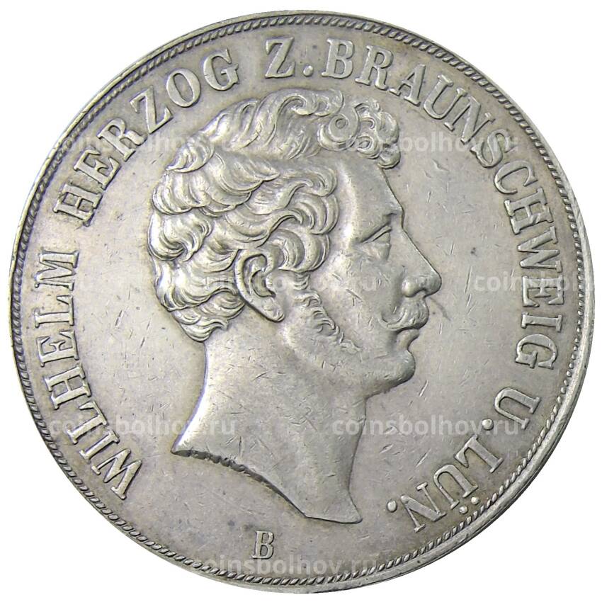 Монета 2 талера 1854 года  В Германские государства — Брауншвейг