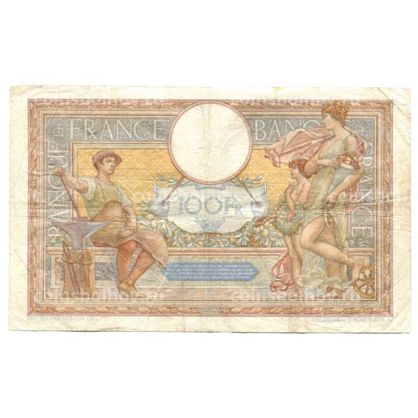 Банкнота 100 франков 1935 года Франция (вид 2)