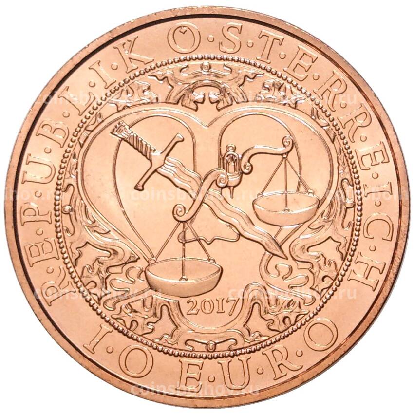 Монета 10 евро 2017 года Австрия —  Посланники небес — Архангел Михаил (вид 2)