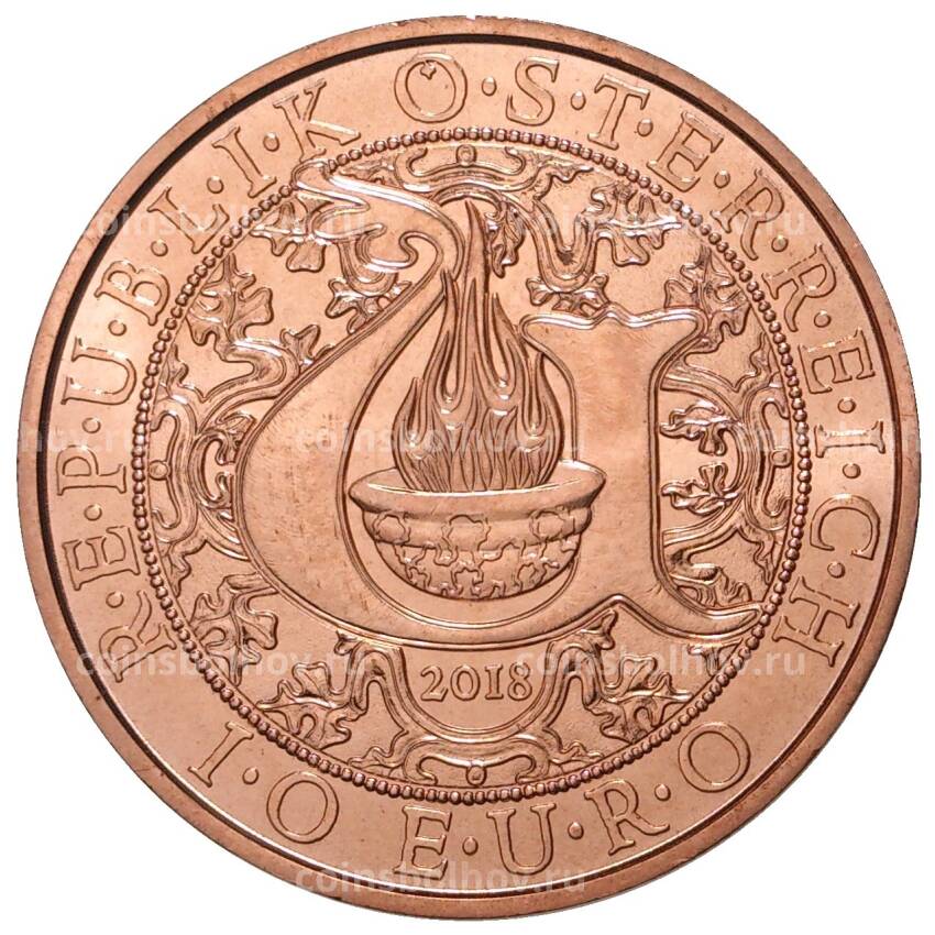 Монета 10 евро 2018 года Австрия —  Посланники небес — Архангел Уриил (вид 2)