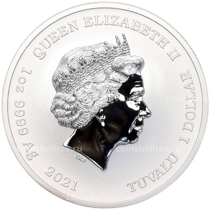 Монета 1 доллар 2021 года Тувалу «Боги Олимпа — Посейдон» (вид 2)