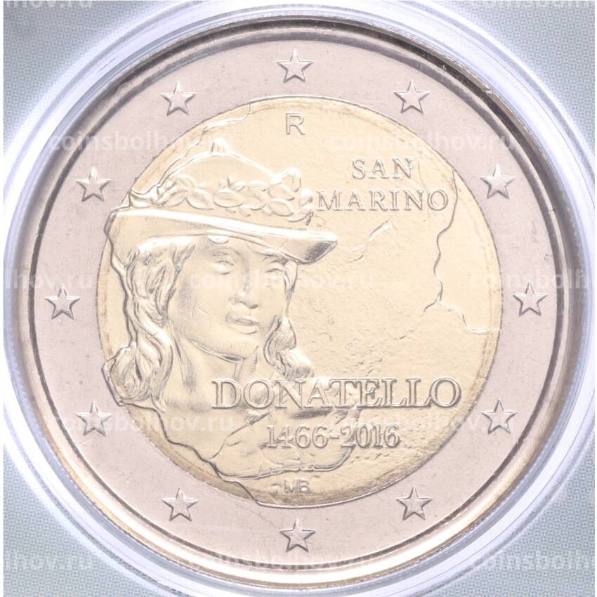 Монета 2 евро 2016 года Сан-Марино «550 лет со дня смерти Донателло»(в буклете)